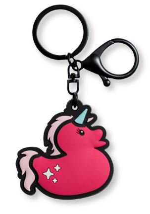 Duck Duck Surprise! Magical Ducks Purple Sparkly Gideon the Wizard Duck PVC Keychain Bag Charm