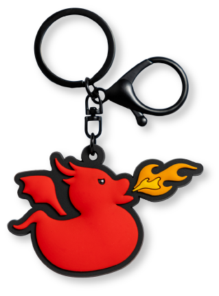 Duck Duck Surprise! Magical Ducks Fin the Red Breathing Fire Dragon Duck PVC Keychain Bag Charm