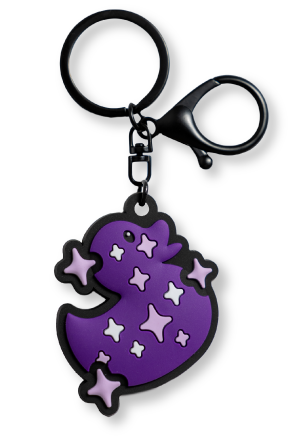 Duck Duck Surprise! Magical Ducks Purple Sparkly Gideon the Wizard Duck PVC Keychain Bag Charm